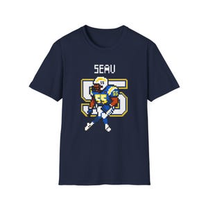 Junior Seau Pixel Art Ladegeräte Retro8Bit55 Unisex Vintage Grafik FootballTee Geschenk für SanDiego Fans GameDay Style