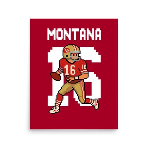 8-Bit Joe Montana San Francisco 49ers Poster – Retro Pixel Art Football Print