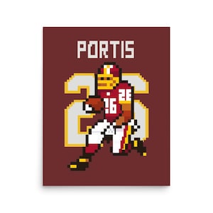 8-Bit Clinton Portis Football Poster – Retro Pixel Art Washington Wall Decor