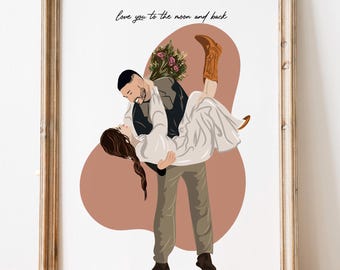 Personalized Couple Illustration, Custom Digital Portrait, Romantic Gift, Wedding Gift, Anniversary Gift, Engagement Gift, Couple Wall Art