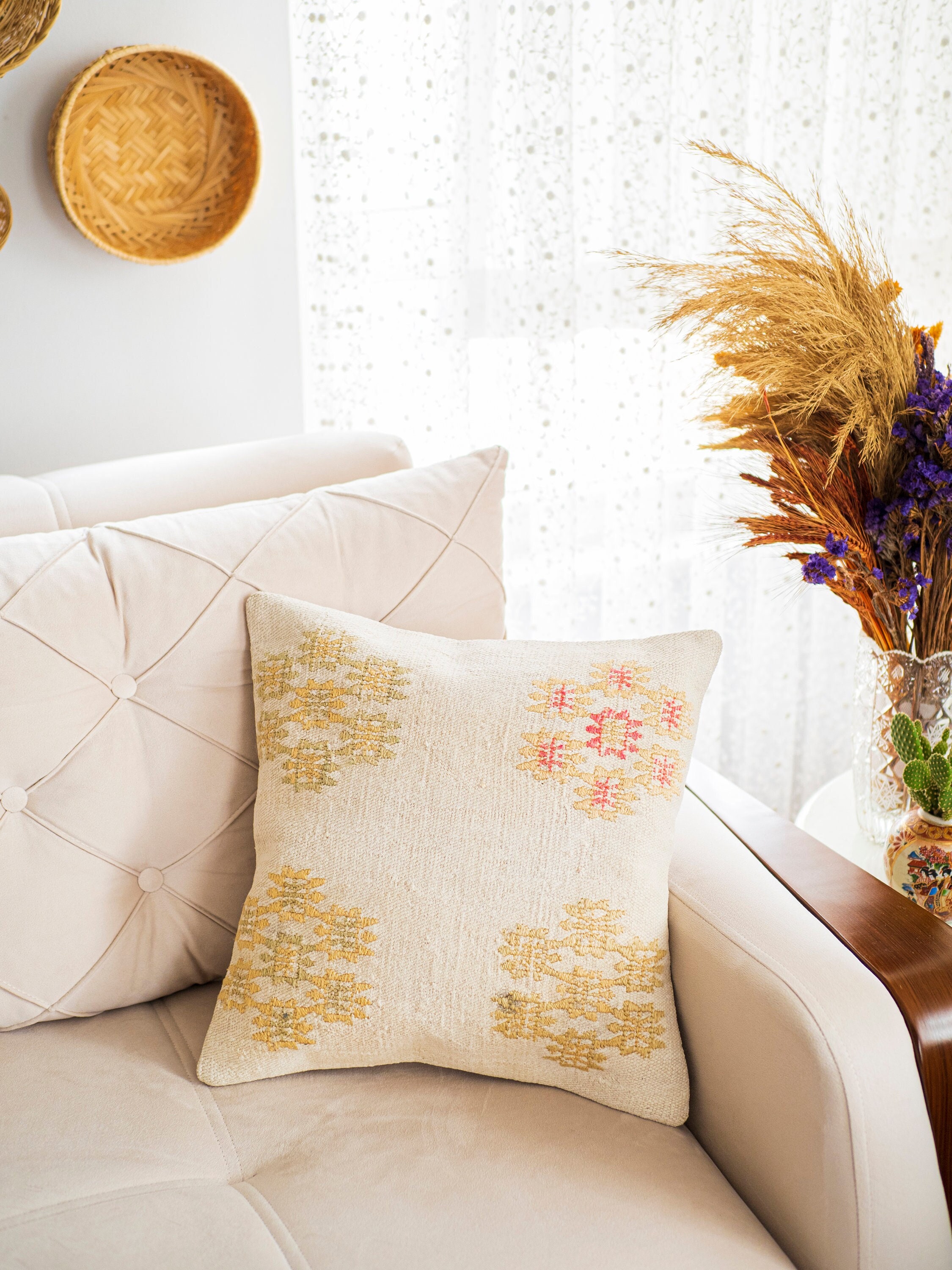 Rug Pillow Floor Pillow Home Decor Pillow Natural Bolster Etsy