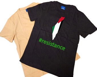 Palestine Map Cotton T-Shirt: Arabic Design, Women's Shirt