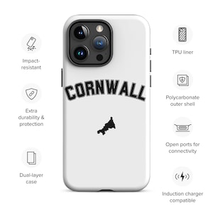 Étui robuste à imprimé carte des Cornouailles pour iPhone® Cornouailles
