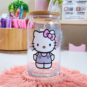 Cute Kitty Beer Can Iced Coffee Glass Cup With Lid And Straw | Glass Tumbler With Straw And Lid | Iced Coffee Cup | Libbey glass | Glass Can