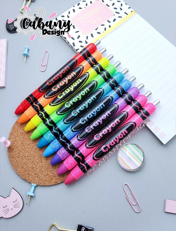 Crayon Pen, Crayon Glitter Pens, Glitter Pen, Teacher Gift