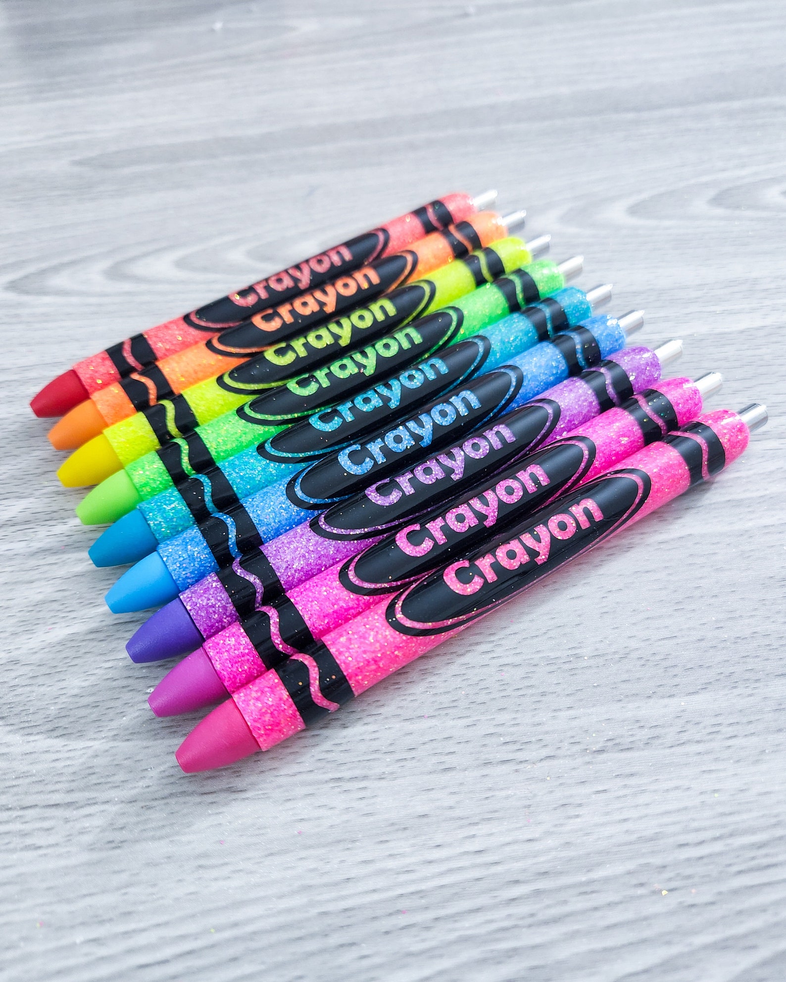 Crayon Pen Crayon Glitter Pens Glitter Pen Teacher Gift Etsy