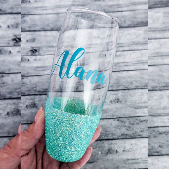 Personalized Stemless Champagne Flutes - Design: CUSTOM - Everything Etched