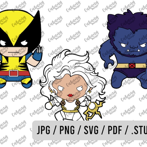 Bundle Layered Marvel SVG / X-Men Kawaii / Little Hero Svg / Beast / Wolverine / Storm