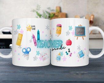 Teacher mode mug, Teacher Gift, teacher appreciation gift mug, teacher coffee mug, Back to School, teacher lanyard