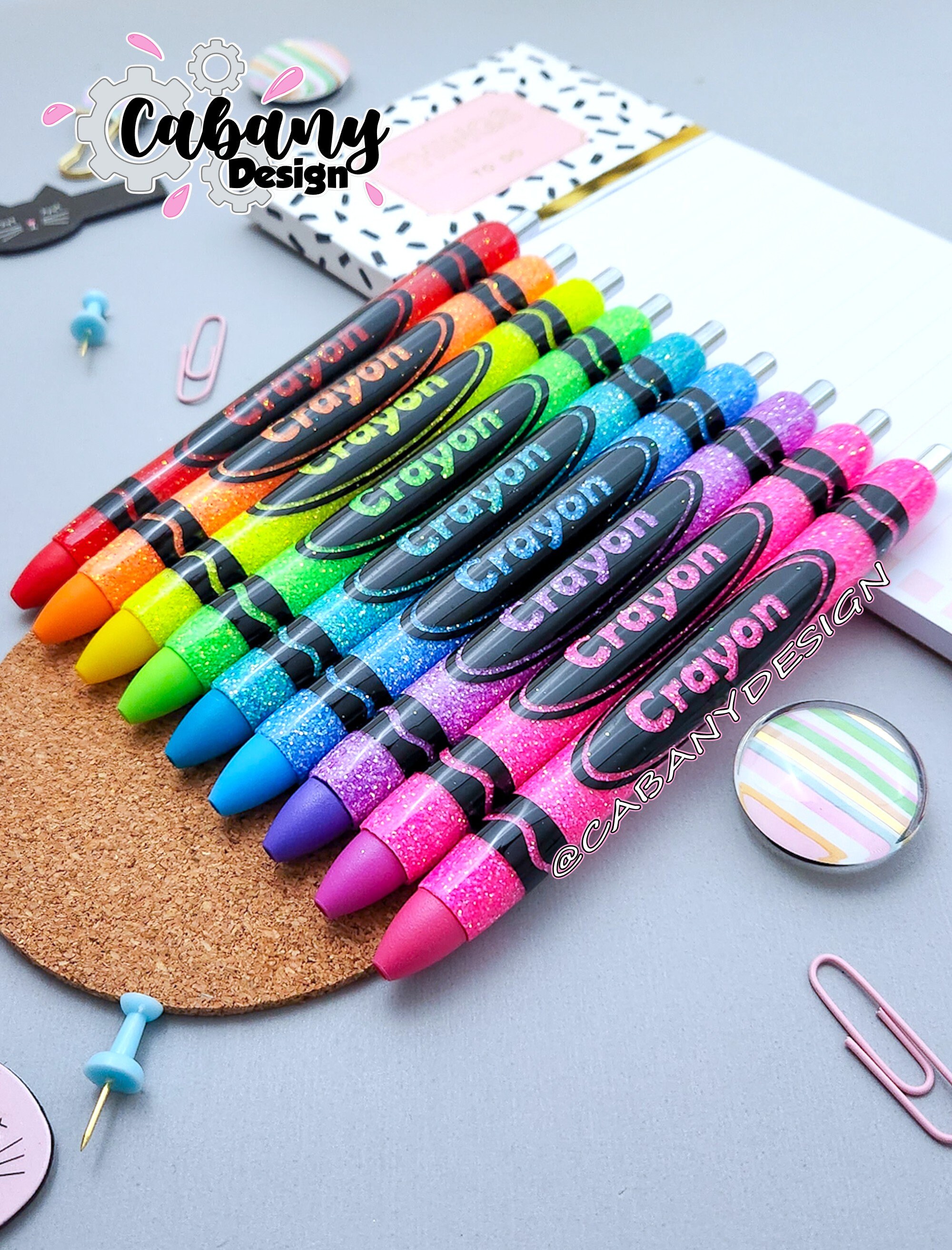 Ombre Glitter Beadable Pens or Black/blue Pen Refills or Pen Bags Plastic 