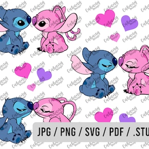 Bundle Stitch And Angel SVG - Stitch And Angel Layered SVG - Stitch And Angel love SVG - Stitch And Angel Valentine
