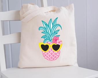 Pineapple Tote Bag | Summer Tote Bag | Natural Canvas Tote | Summer Bag | Shopping Bag | Beach Bag | Gym tote bag