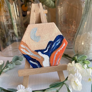 Boho Mountain Moon Painted Magnet