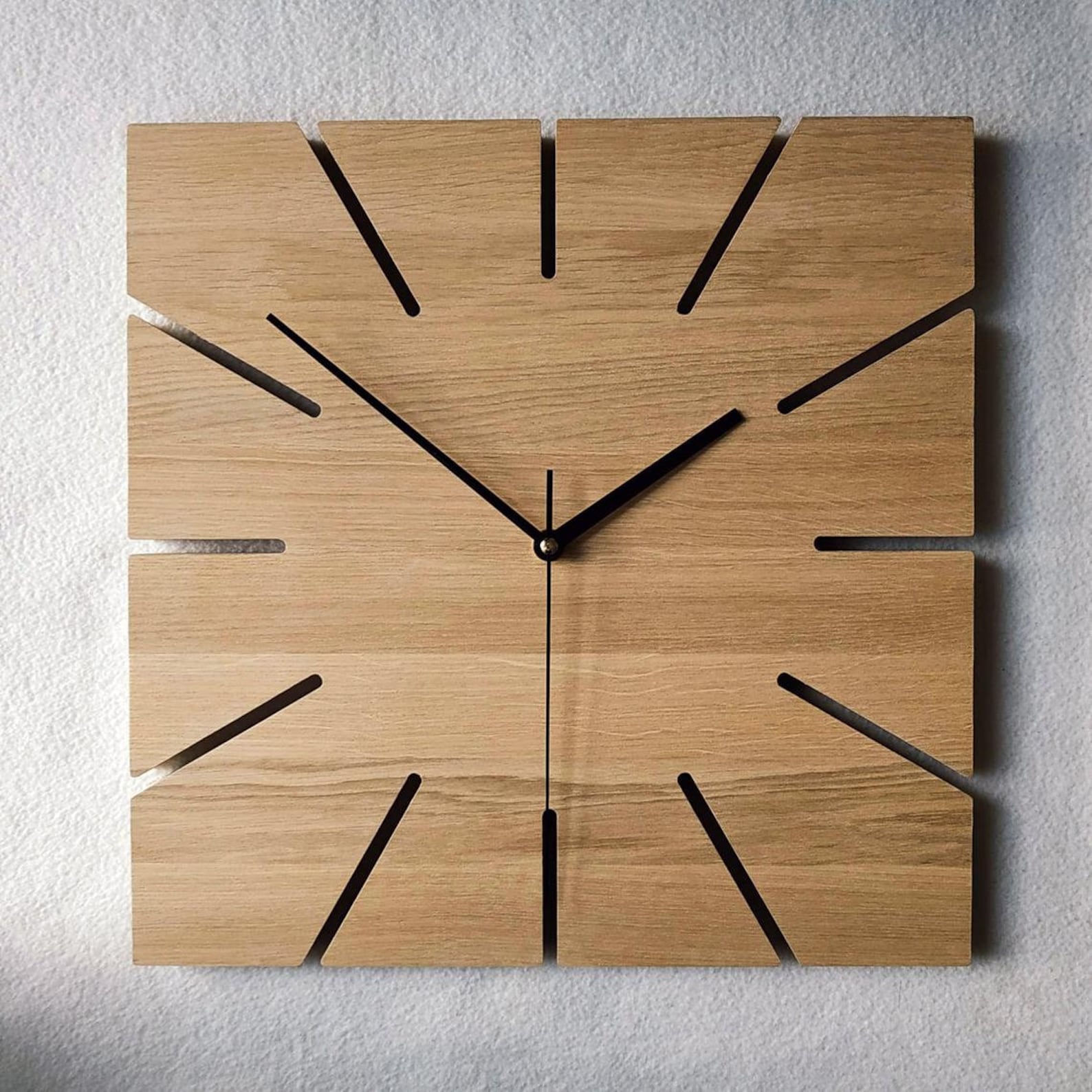 Wooden Wall Clock Square Wall Clock Deco Wall Clock Wall Etsy