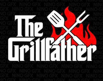 The Grillfather Mob Movie Parody design for Grilling enthusiasts PNG Silhouette Cricut Vector Vinyl File Printable Instant Digital Download