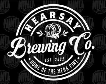 Hearsay Brewery Co. Home of the Mega Pint Est 2022 Johnny Depp inspired logo PNG SVG Instant Download