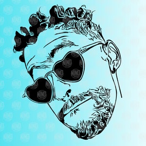 Bad Bunny famous latin trap reggaeton singer sketch SVG PNG JPG vector digital file