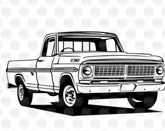 Klassischer 1960er Ford Ranger LKW SVG PNG JPG Vektor Digitaler Download