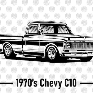 1970s Chevy C10 Truck American classic PNG SVG JPG vector cut file instant digital download