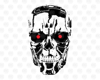 Terminator Skynet Skull PNG SVG JPG digital vector file download