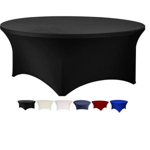 2 or 5 Pack - 72 Inch Round , 6 Foot Round Spandex Tablecloth, Stretch Fitted Table Cover by Banquet Tables Pro