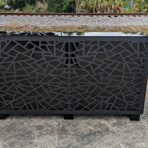 Black Shattered Glass 3D Design Luxury Rolling Counter Portable Bar on Wheels 6 Foot -Black Acrylic