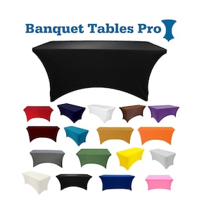 2 or 5 PACK  8 Foot 30&quot;x96&quot; Rectangular Spandex Tablecloths, Stretch Fitted Table Cover by Banquet Tables Pro