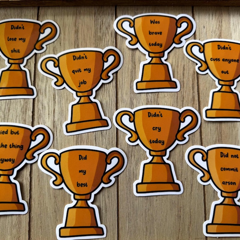 Trophy Stickers - Etsy