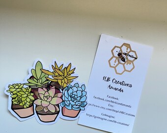 Succulent Plants Water-Resistant Sticker | Laptop, Water Bottle