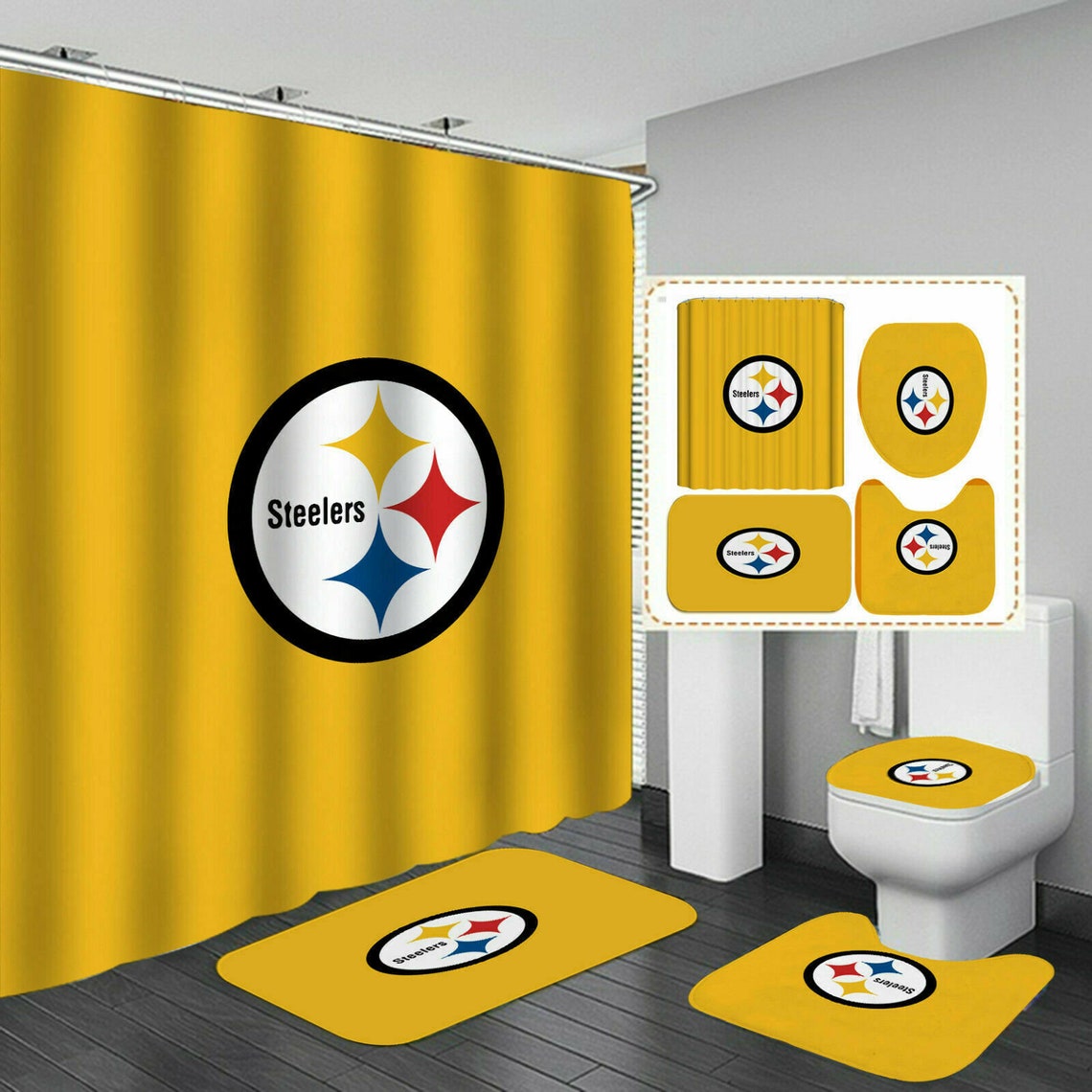 Pittsburgh Steelers Bathroom Carpet Set Bathroom Rug Set Etsy