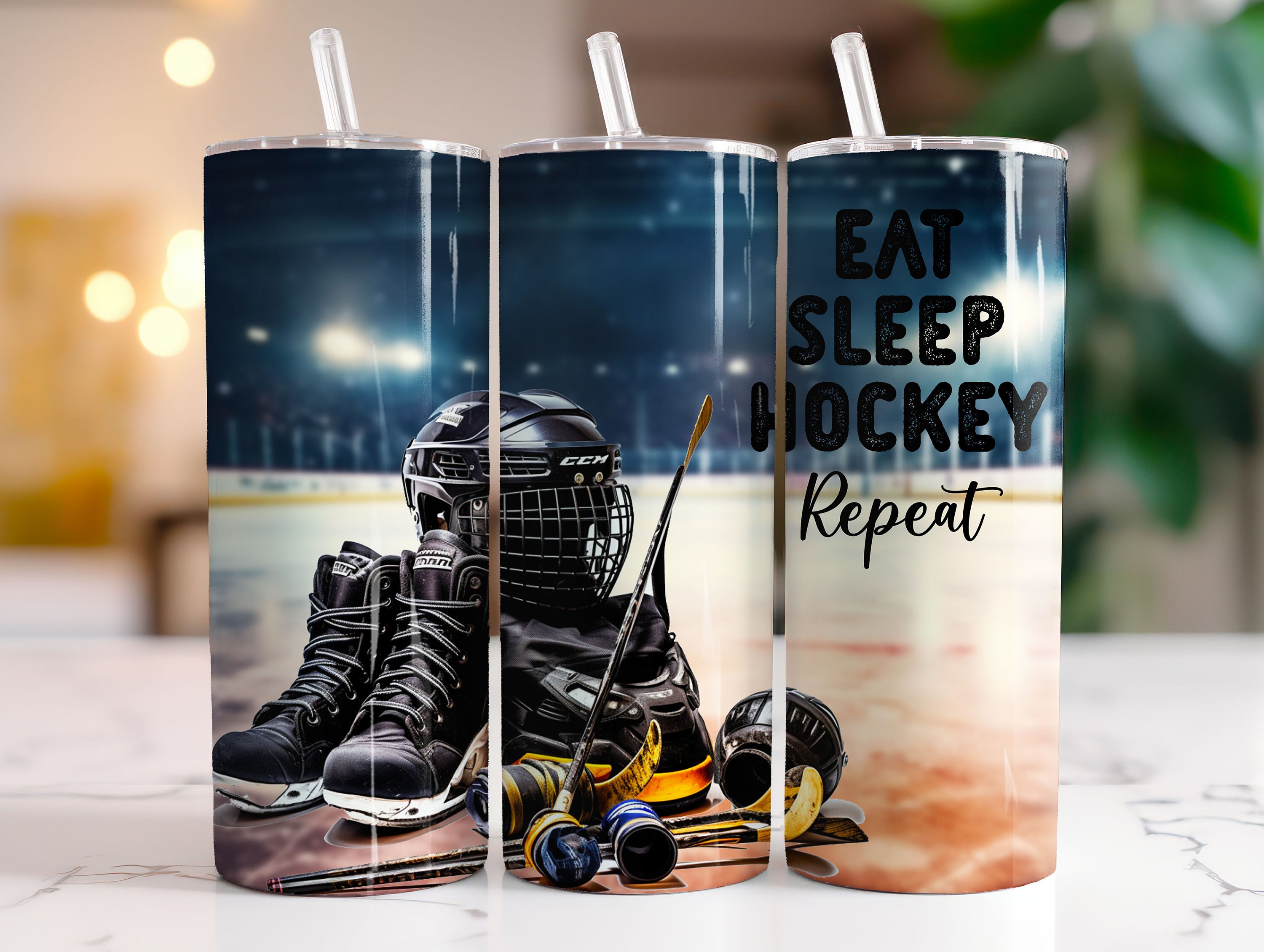 Eat Sleep Hockey Tumbler Wrap Design Hockey Mom Tumbler Etsy Canada