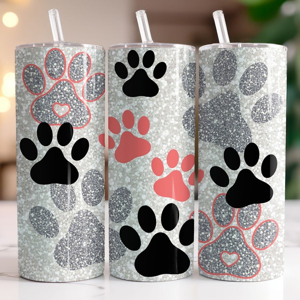 Dog Paws Tumbler Wrap, Sublimation Digital Download, Dog Paws Glitter Tumbler Design, Dog Mom Tumbler Wrap, Dog Paws Tumbler Png