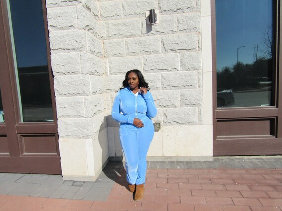 Flair Blue Velour Tracksuit Plus Size 