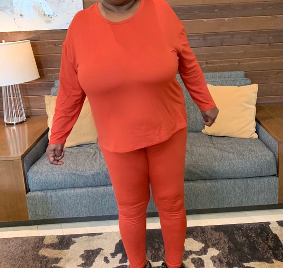 Rust Lounge Set Plus Size Legging Set 