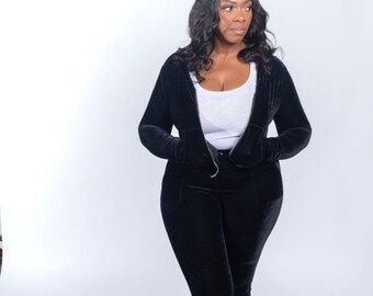 Velour Zip up Jacket - Etsy