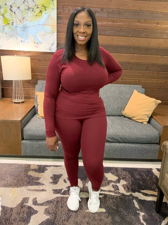 Dark Burgundy Matching Legging Set 