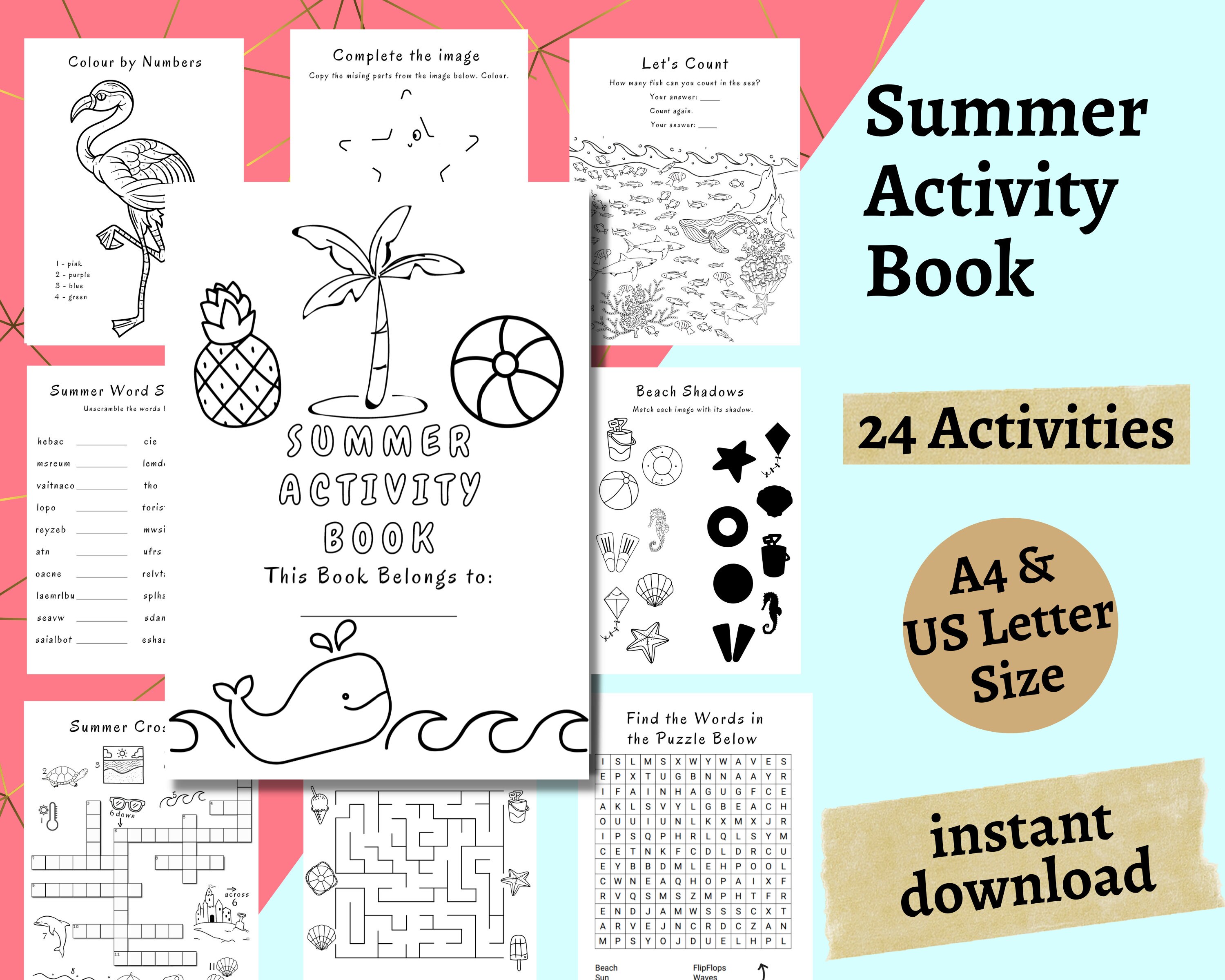 Summer Activity Book For Kids Kids Travel Activity Book Etsy