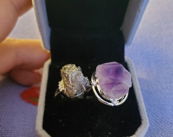 Raw Crystal Ring Pair