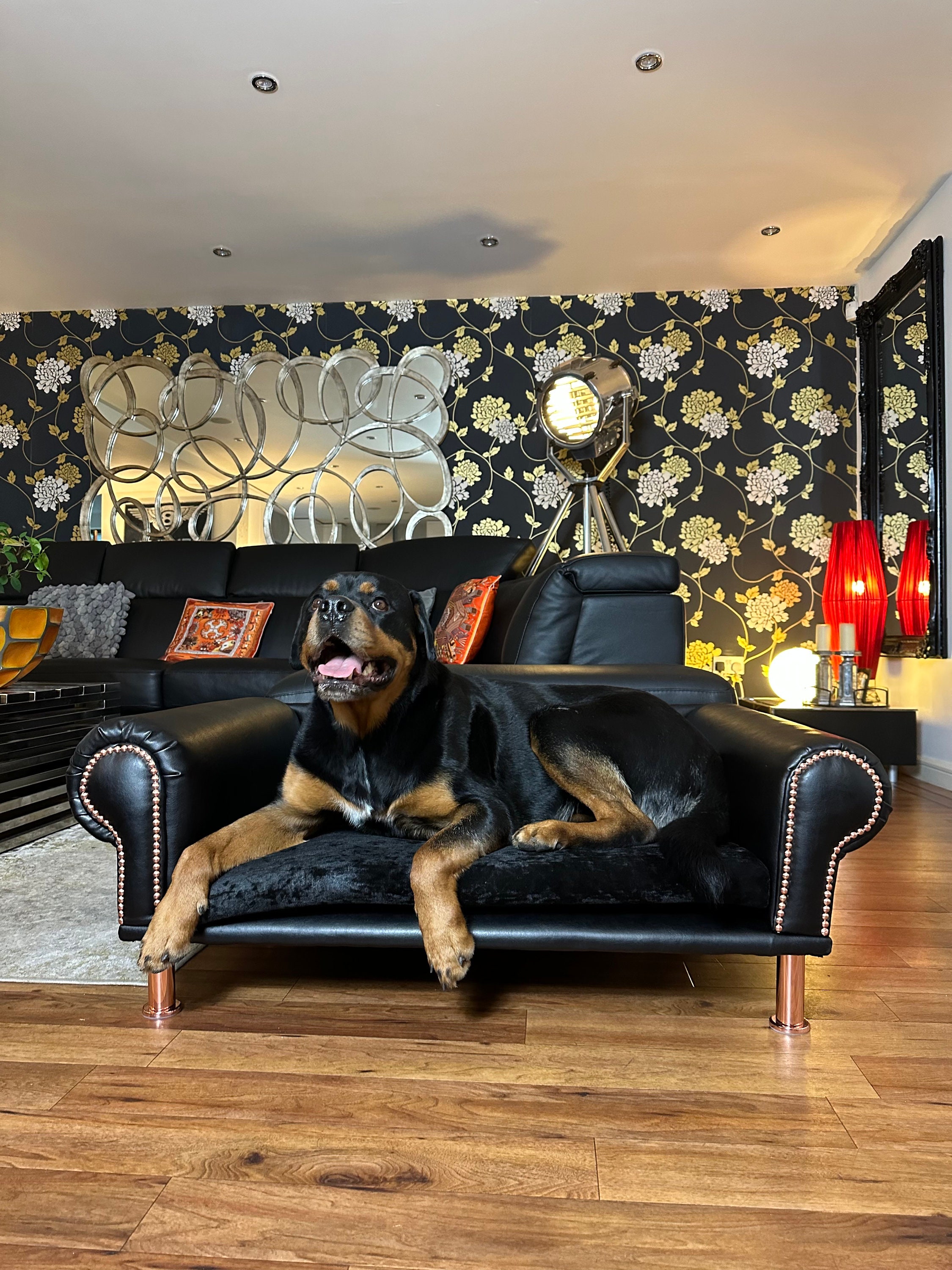 Large Bespoke Luxury Faux Leather Dog Sofa Bed With Washable