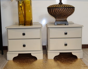 SOLD SOLD ** this item has sold not for sale. Beautiful putty shade pine bedside drawers. Bedroom furniture.