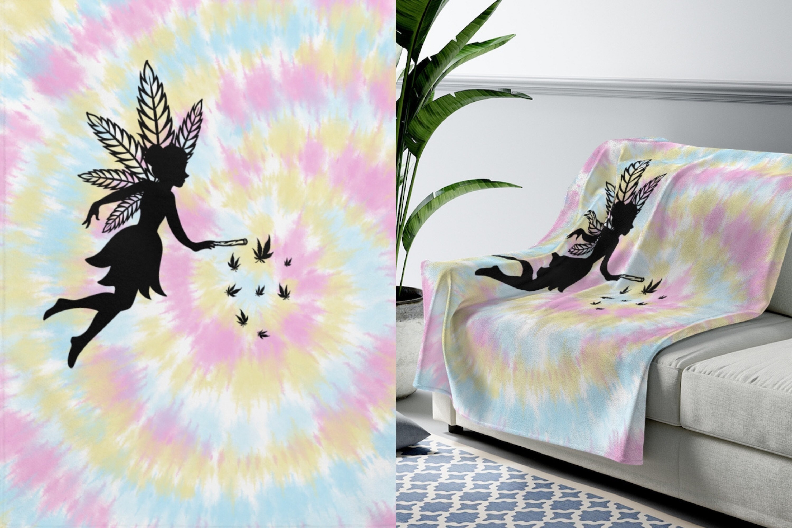 Weed Fairy Blanket Pastel Tie Dye Blanket for Adults Etsy