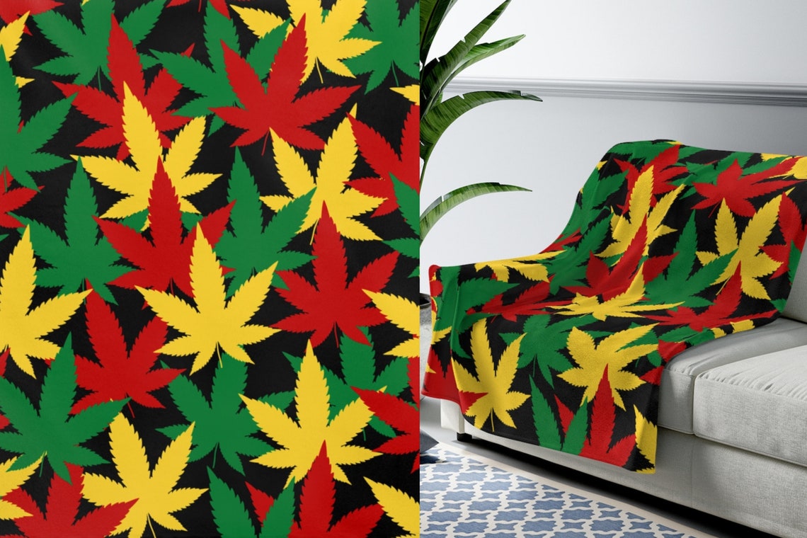 Rasta Blanket Weed Home Decor Marijuana Throw Blanket Gifts Etsy