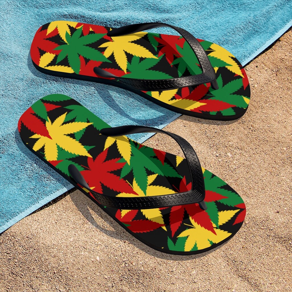 Rasta Flip Flops - Etsy