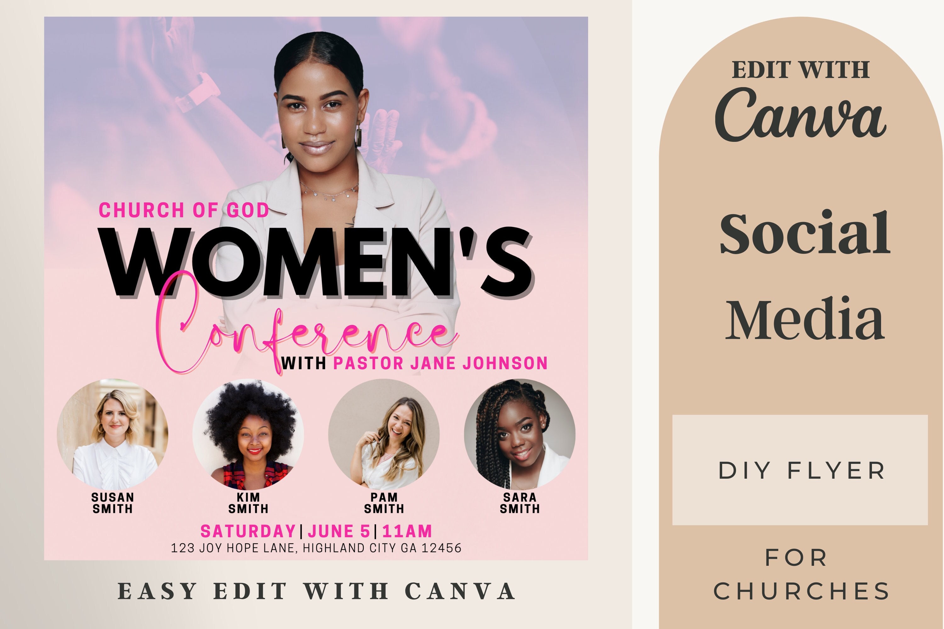 Women Conference Flyer for Canva, Women Empowerment Flyer, Women Event ...