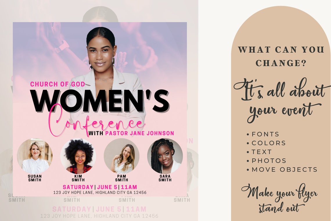 Women Conference Flyer for Canva Women Empowerment Flyer - Etsy
