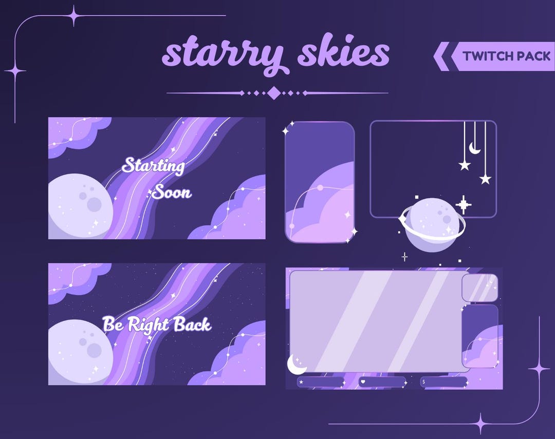 Starry Skies Twitch Package | Overlays, Scenes, Alert - Etsy