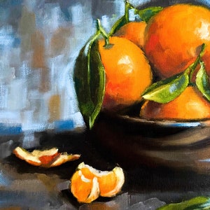 Oranges painting, Fine Art Giclee print, Still life kitchen art, oranges print, Still life oranges painting, colorful kitchen art print
