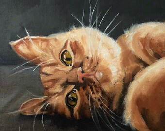 Orange Tabby Cat Painting, Original Oil Painting on Canvas, Fine Art, Impressionism, Cat Art, Cat Lovers Gift, Original Art