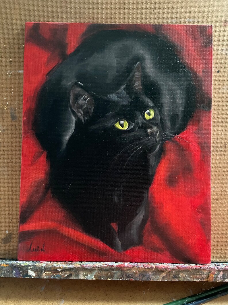 Katzenbild, Katzenmalerei, Katze auf Leinwand, Katzenbild, Katzenportrait, Geschenk für Katzenliebhaber, Katzenportrait Bild 5