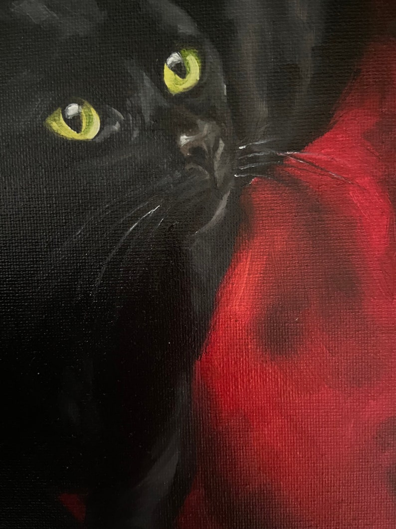 Katzenbild, Katzenmalerei, Katze auf Leinwand, Katzenbild, Katzenportrait, Geschenk für Katzenliebhaber, Katzenportrait Bild 2